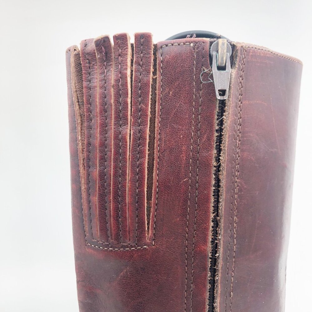 BORT CARLETON Vintage 1970s Brown Leather Campus Knee High Boots Womens 8 - Picture 10 of 15